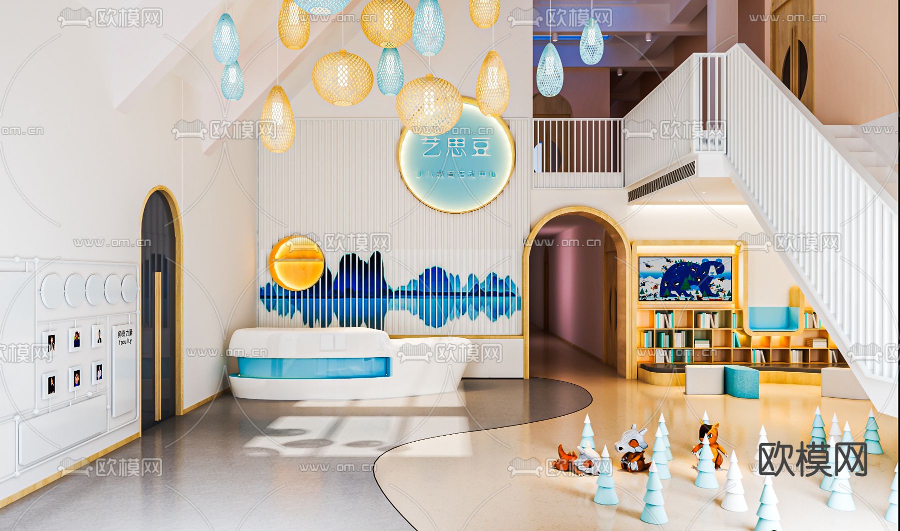 儿童成长中心 早教大厅su模型下载