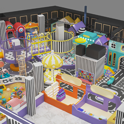  现代儿童游乐场 游乐园su模型 