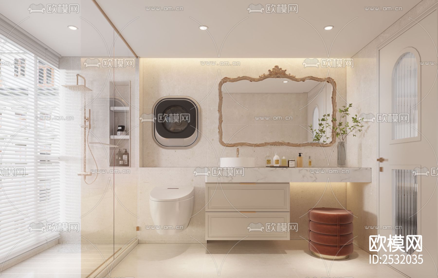 现代大平层豪宅样板间cad施工图下载（渲染图7）