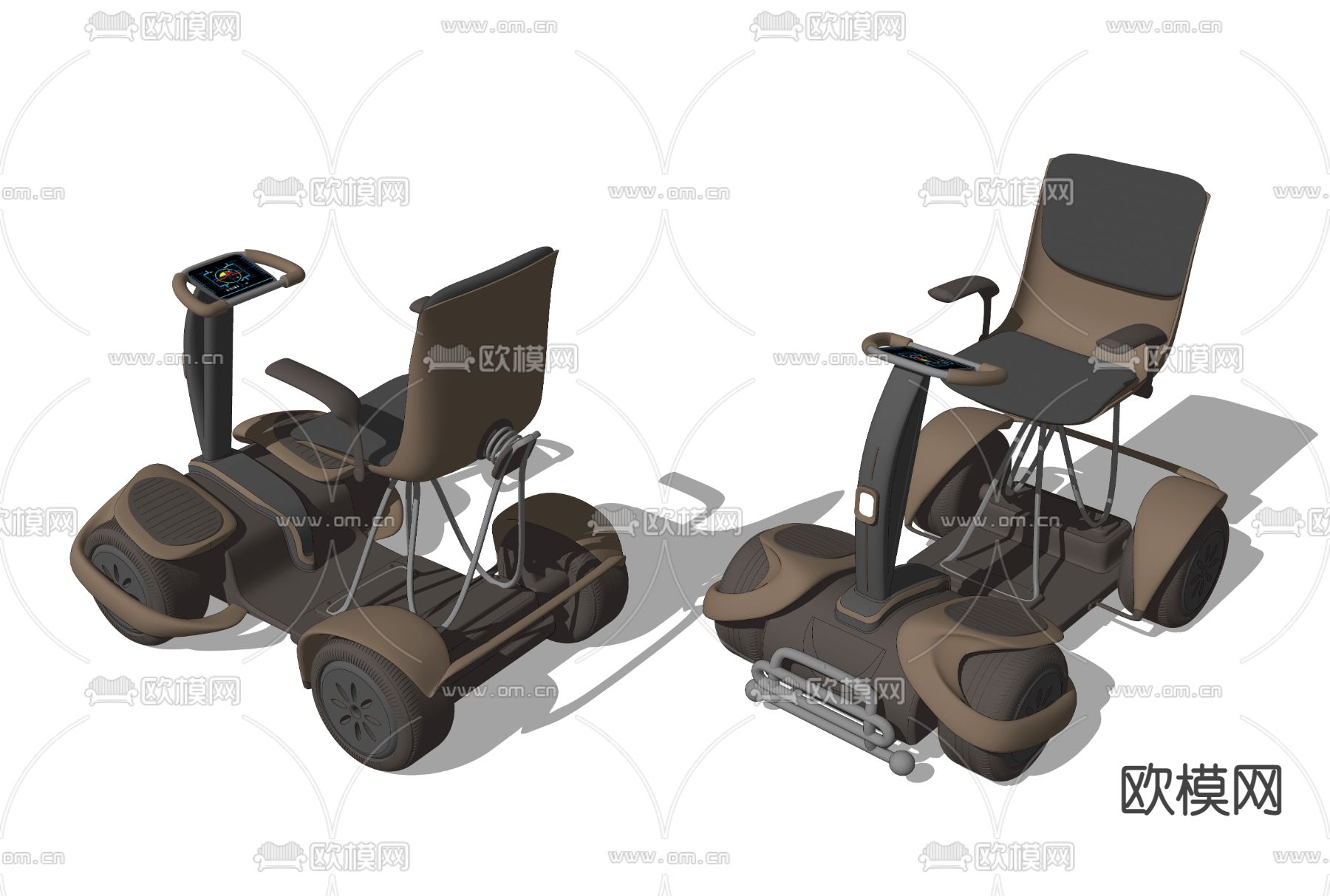 现代电动轮椅车 老人代步车su模型下载（渲染图3）