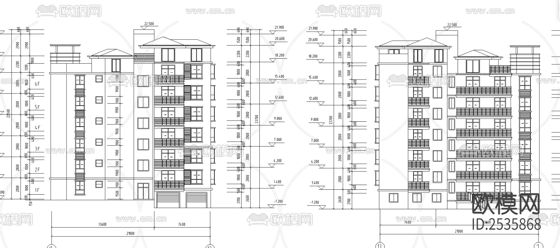 水岸住宅楼建筑CAD施工图下载（渲染图1）