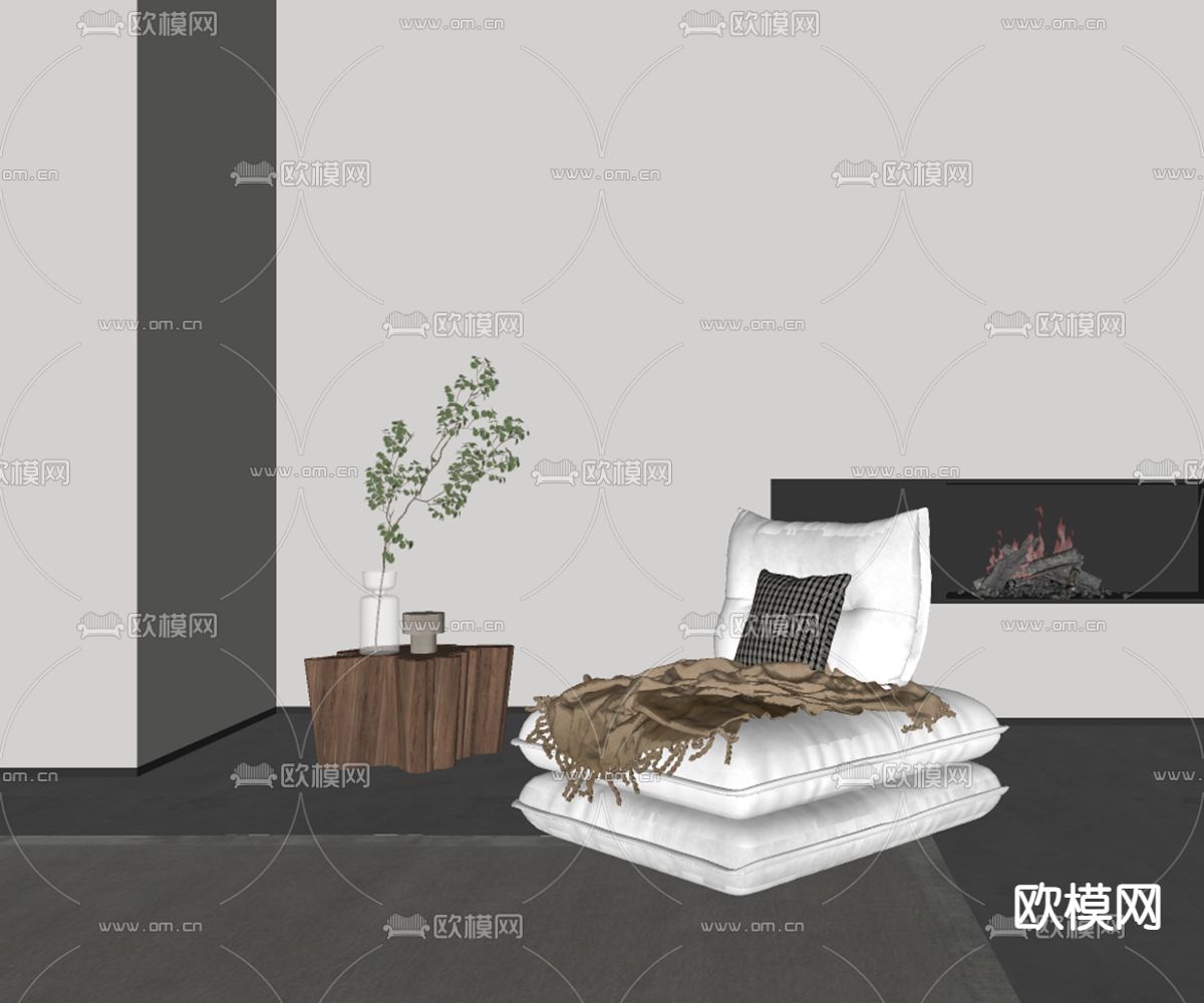 现代单人沙发su模型下载（渲染图2）