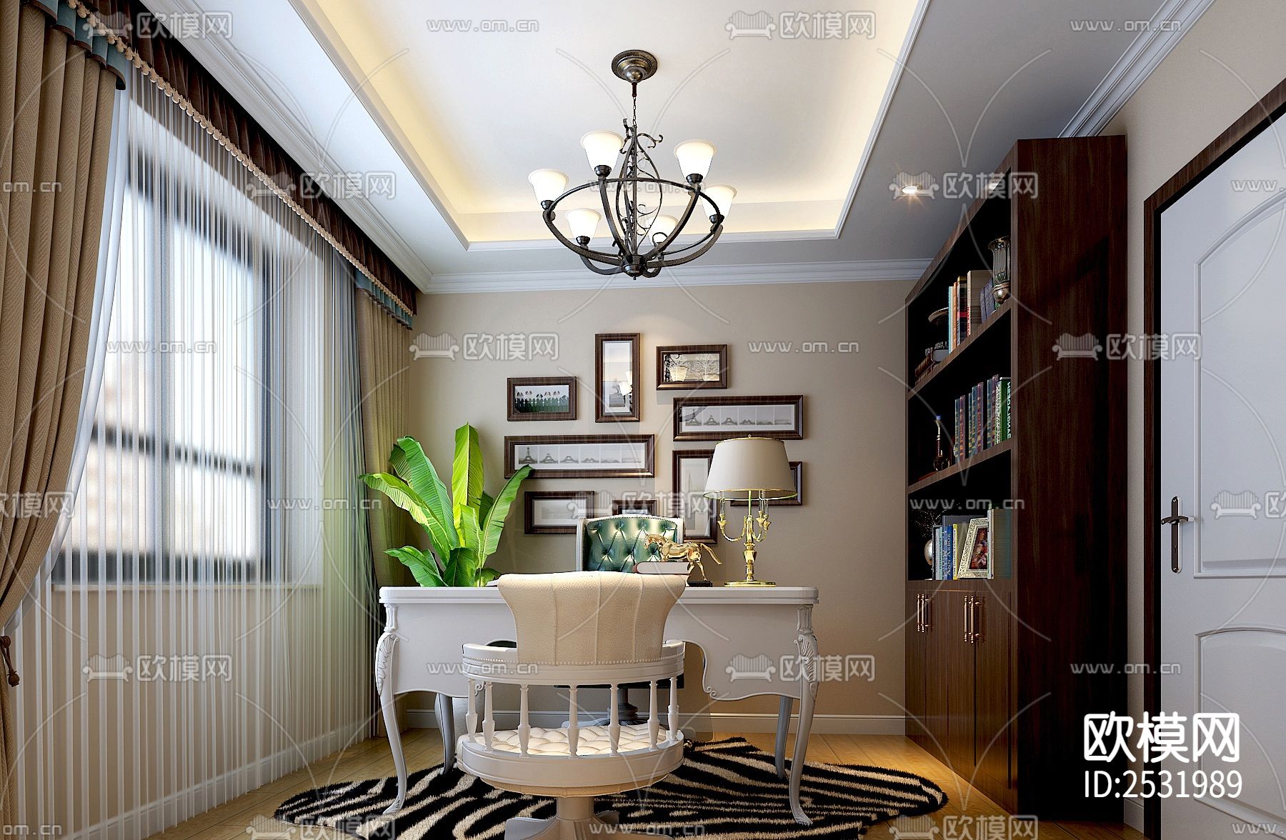 现代大平层豪宅样板间cad施工图下载（渲染图4）