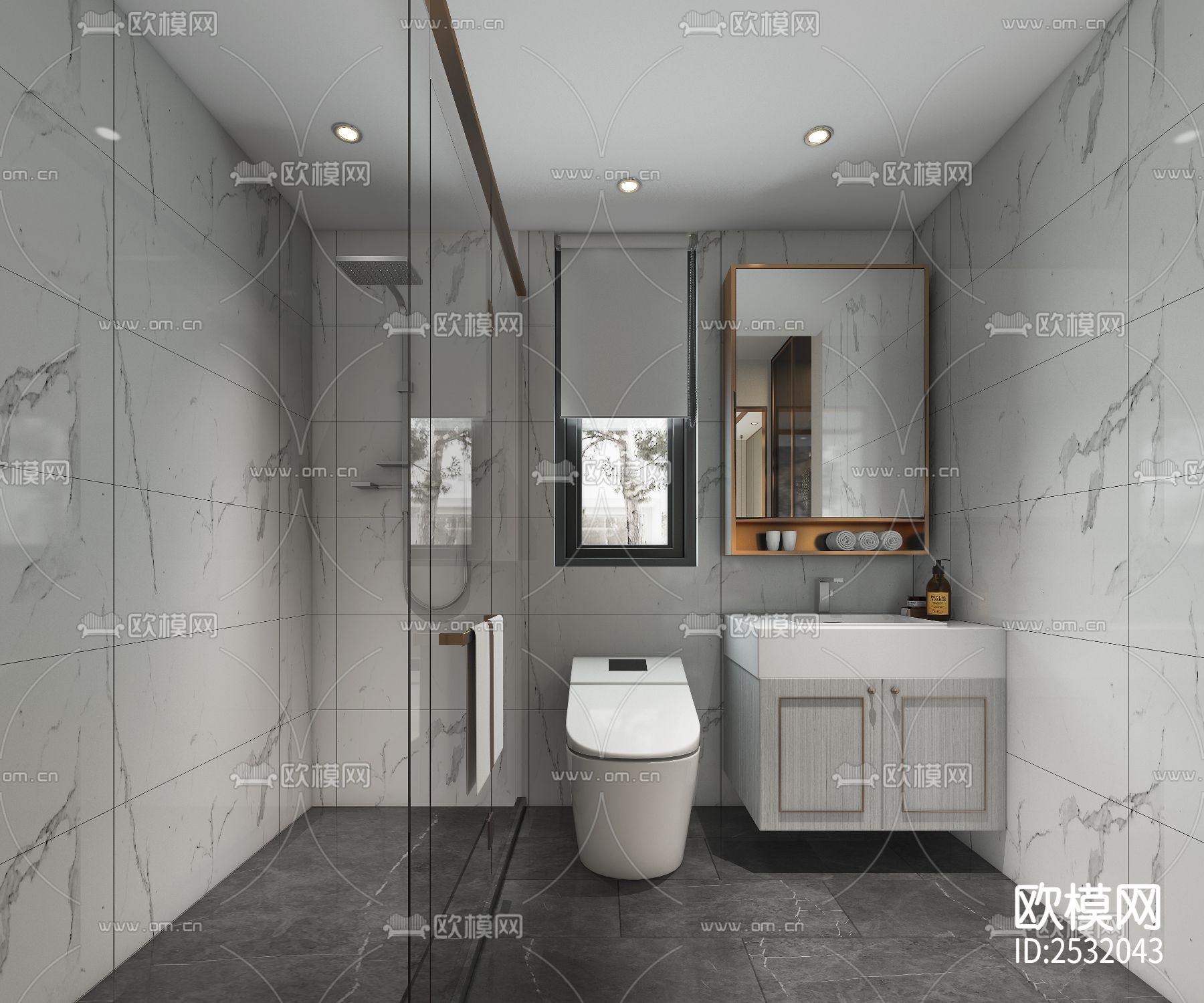 现代大平层豪宅样板间cad施工图下载（渲染图2）