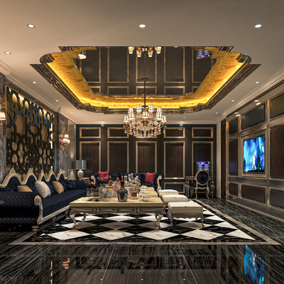  简欧KTV包厢 包房su模型 