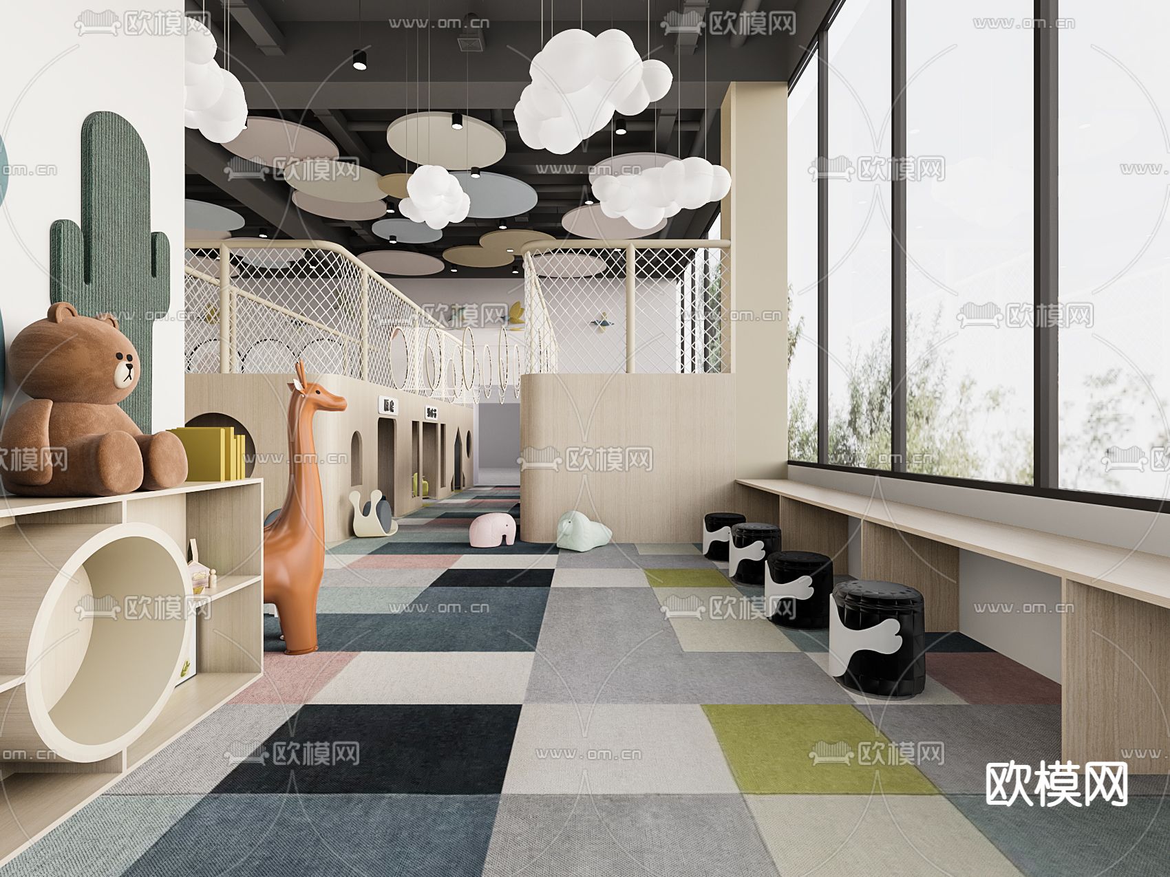 室内游乐场 滑梯池3d模型下载（渲染图2）