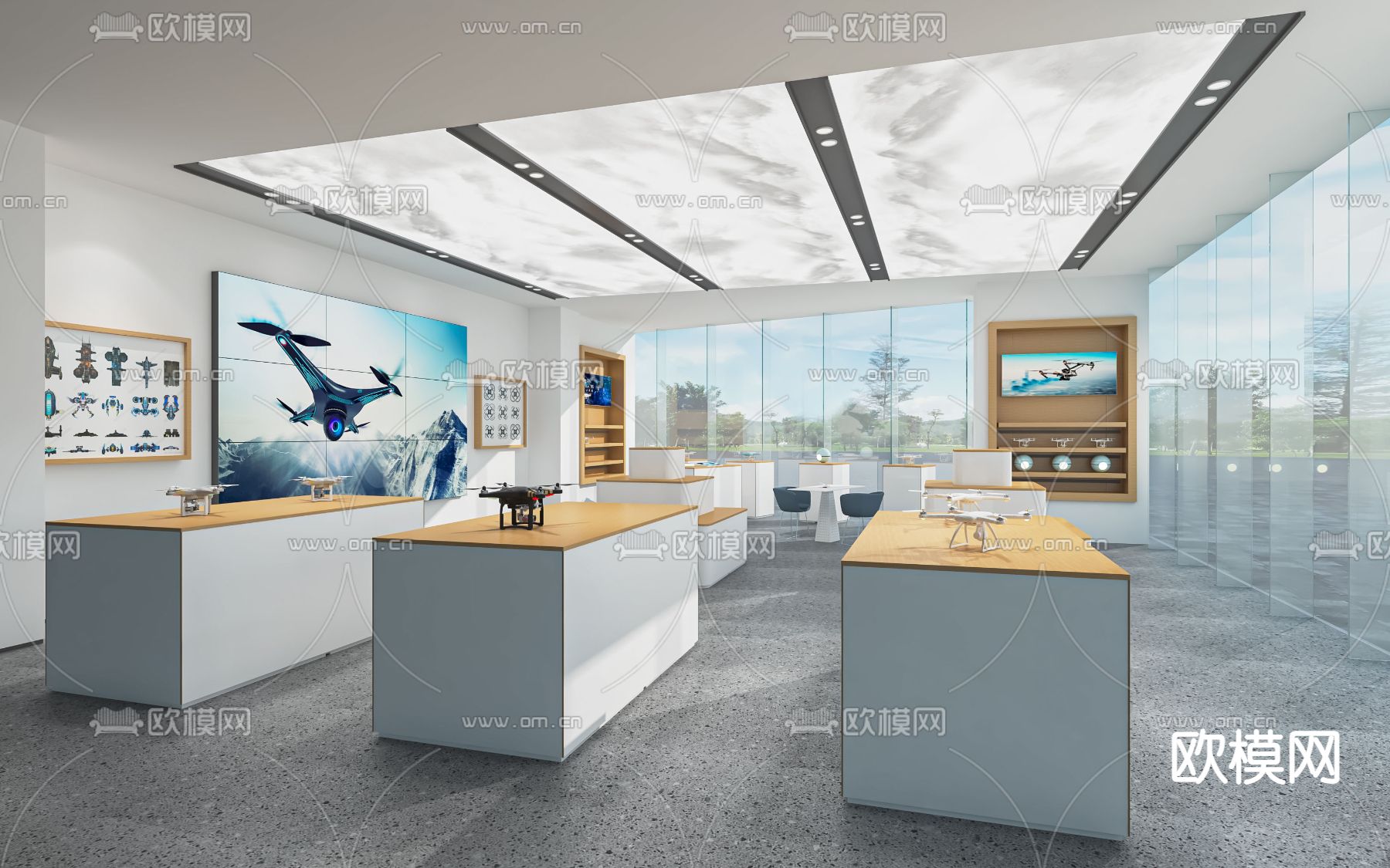 现代无人机店 数码店su模型下载