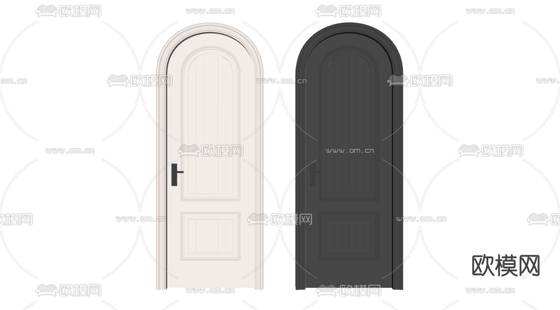 欧式拱门 单开门 卧室门su模型下载（渲染图2）