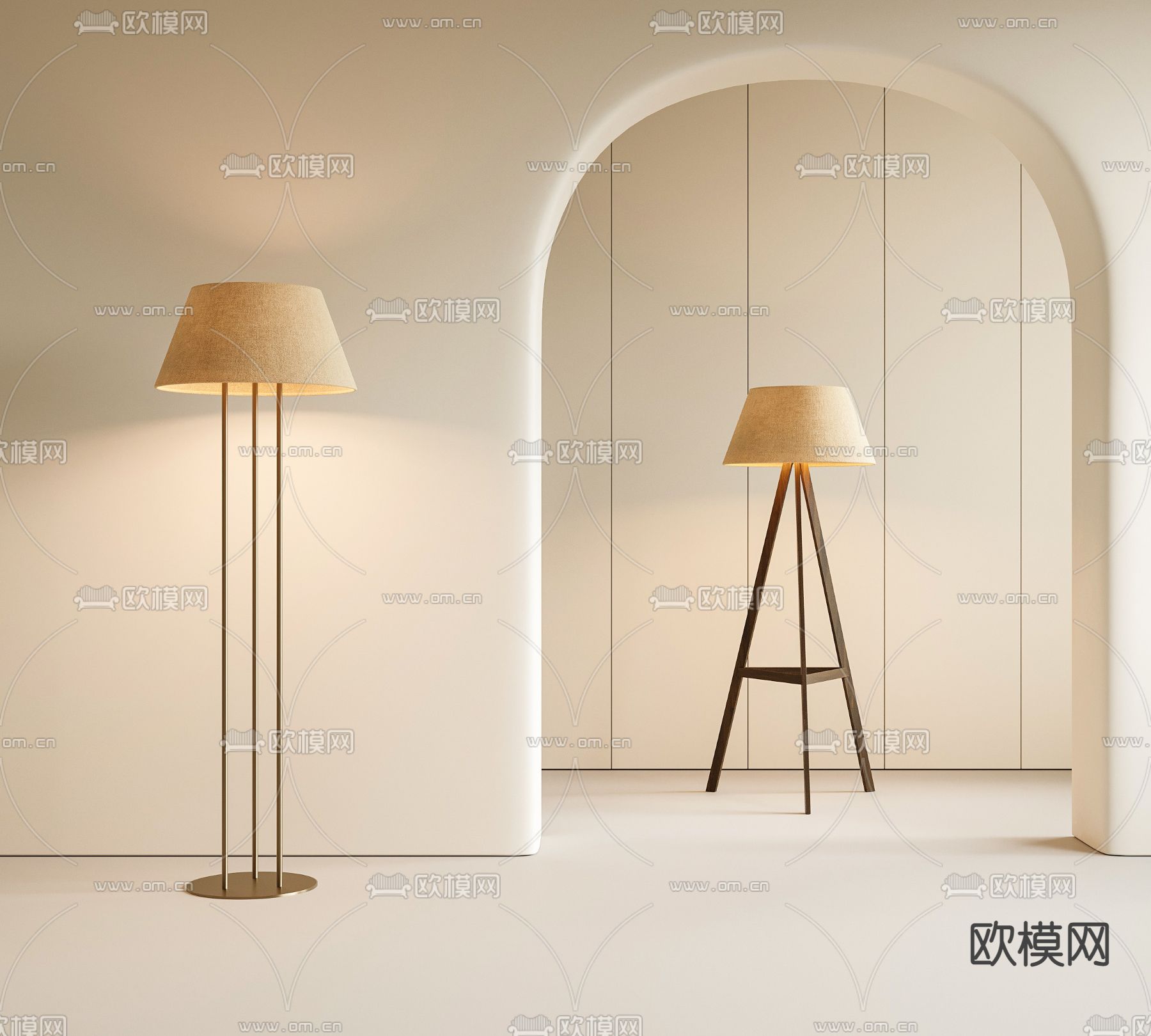 Areti 侘寂风落地灯3d模型下载