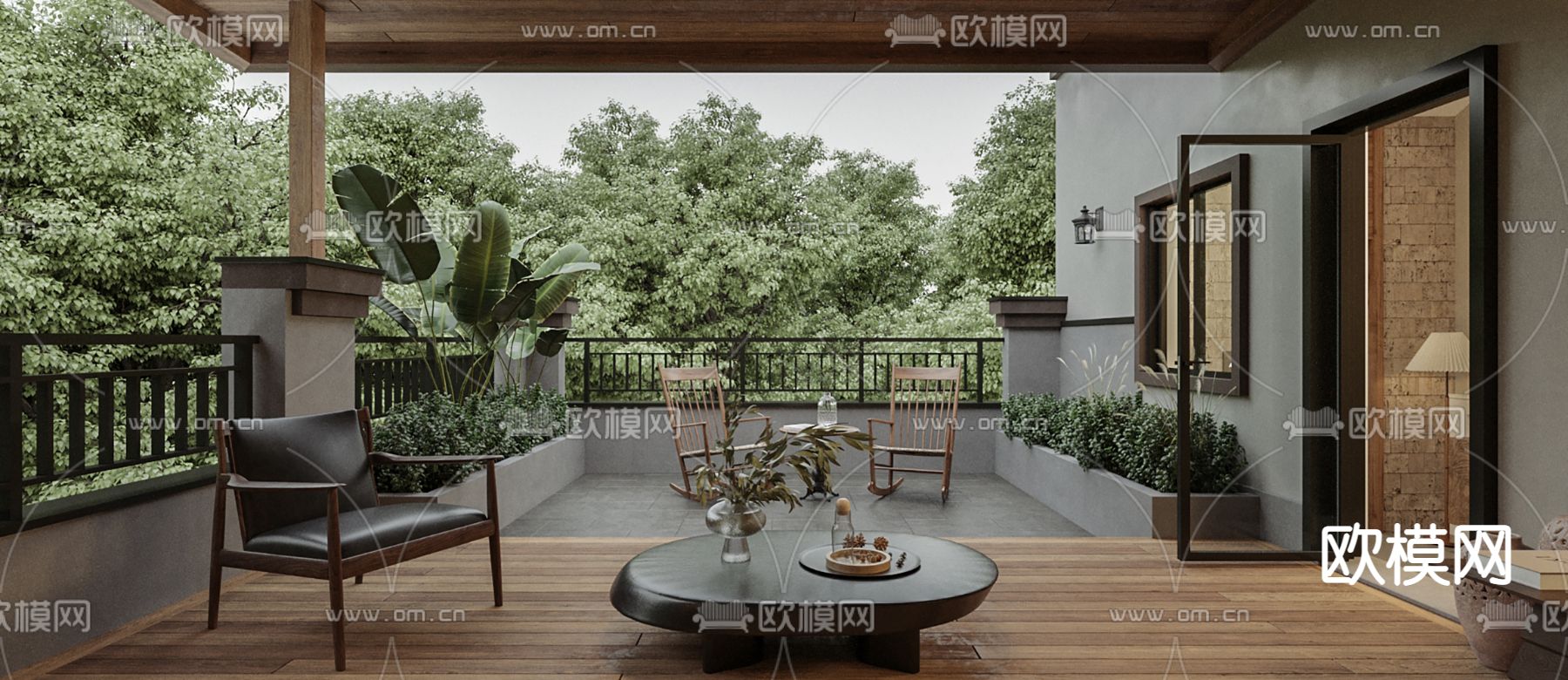 屋顶花园 阳台庭院3d模型下载（渲染图1）