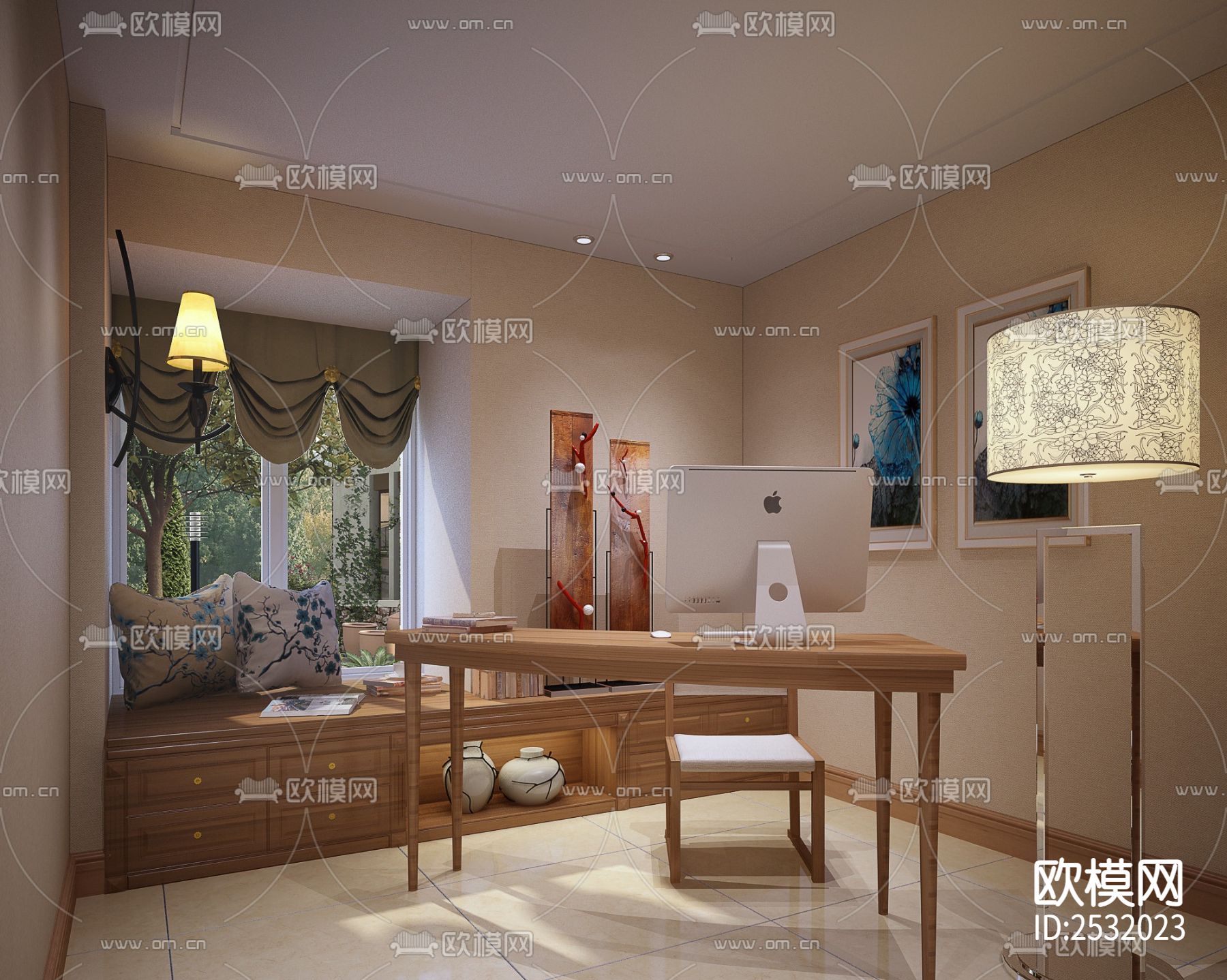 中式大平层豪宅样板间cad施工图下载（渲染图6）