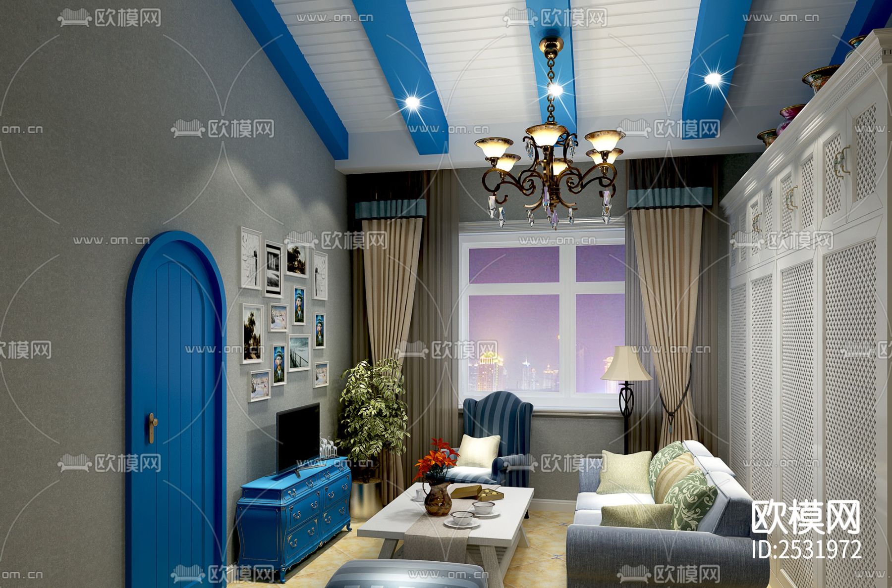 大平层豪宅样板间cad施工图下载（渲染图5）