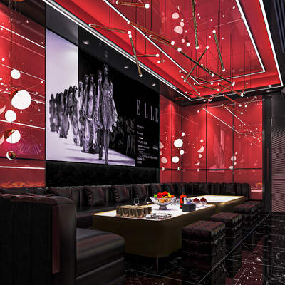  现代KTV包厢 包房su模型 