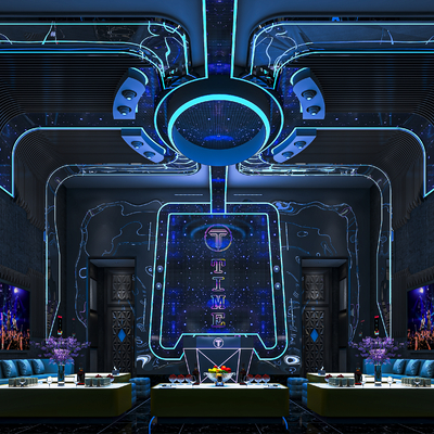  现代科技KTV包厢 包房su模型 