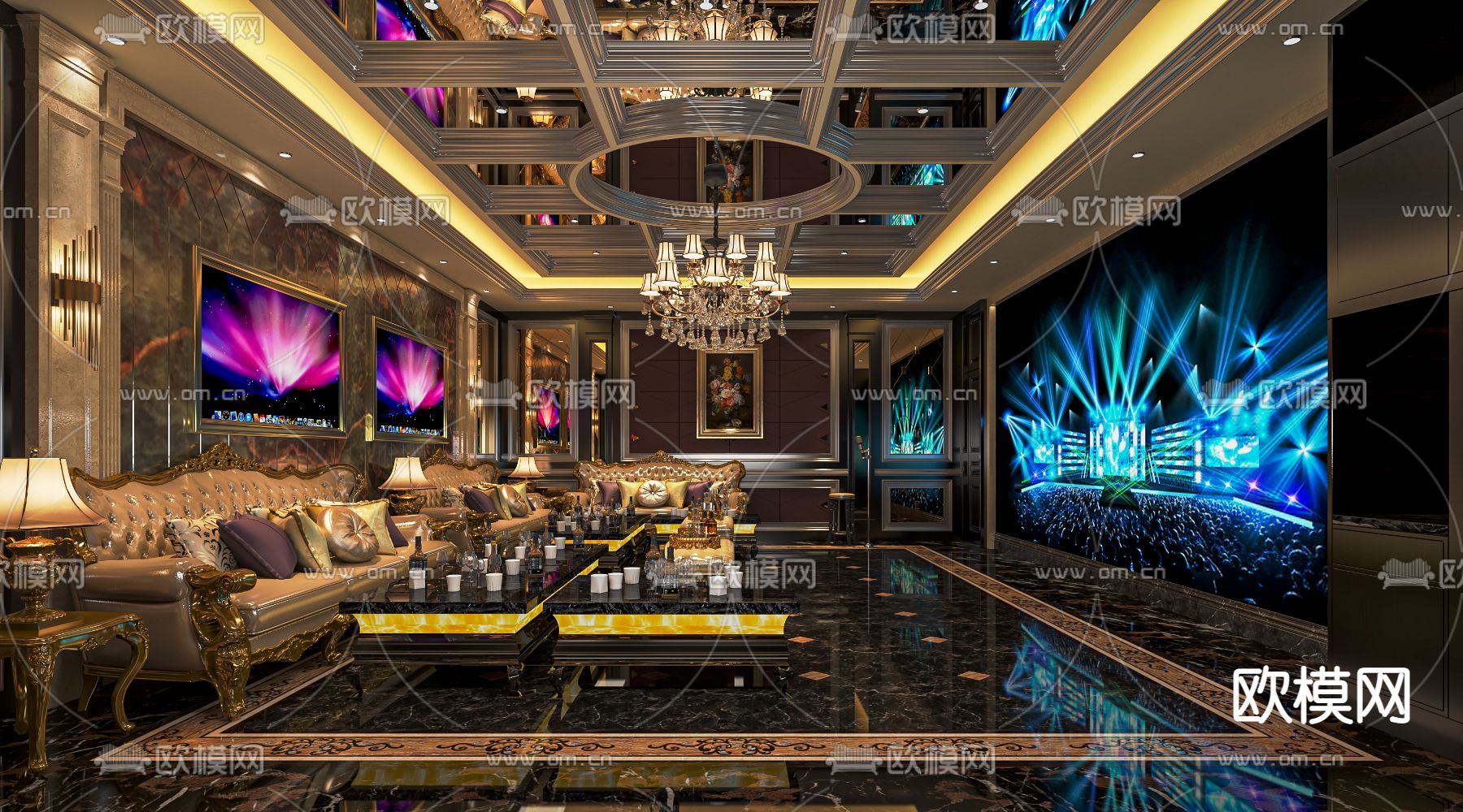 欧式KTV包厢 包房su模型下载