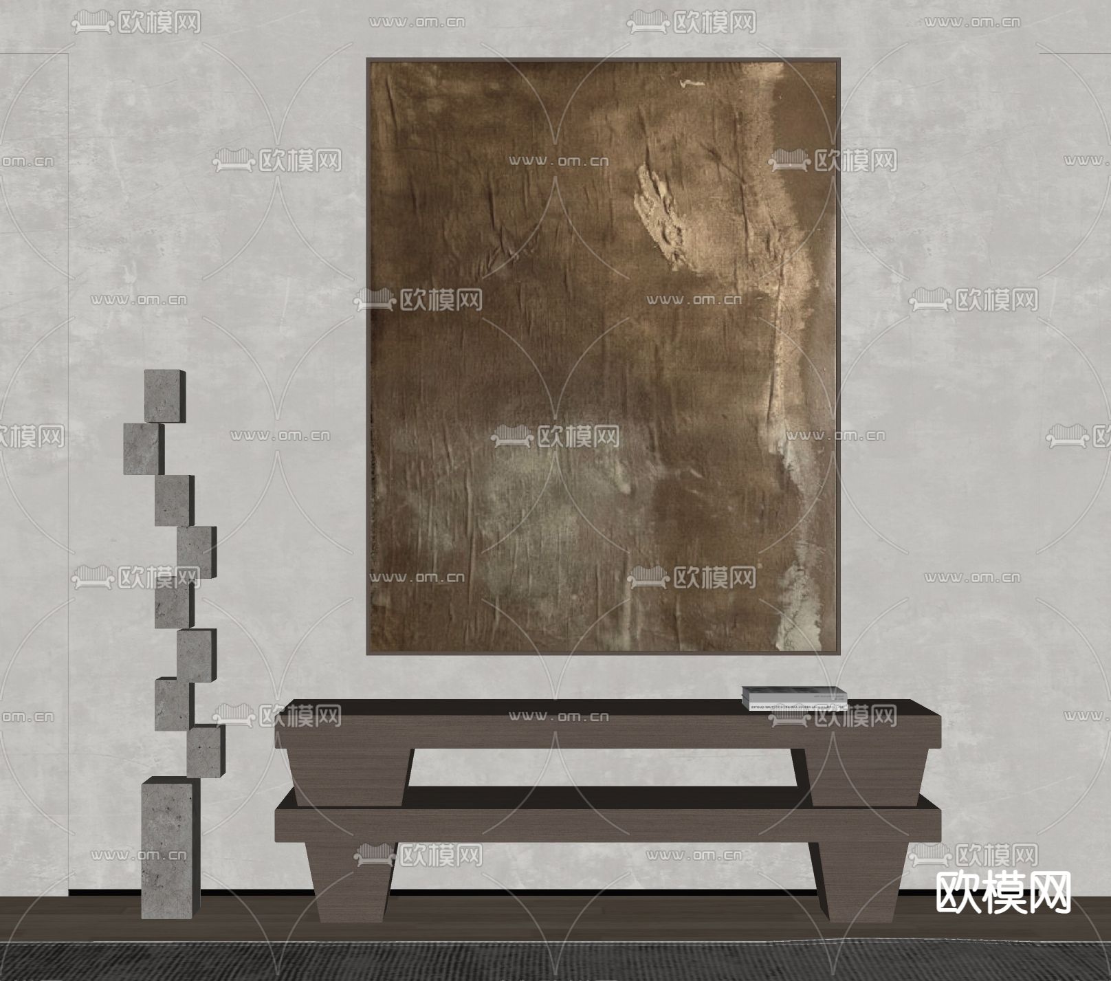 侘寂风装饰画su模型下载（渲染图2）