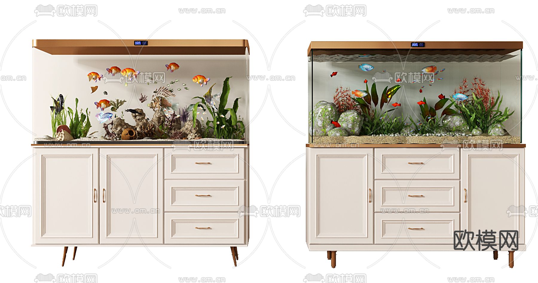 法式鱼缸 水族箱3d模型下载