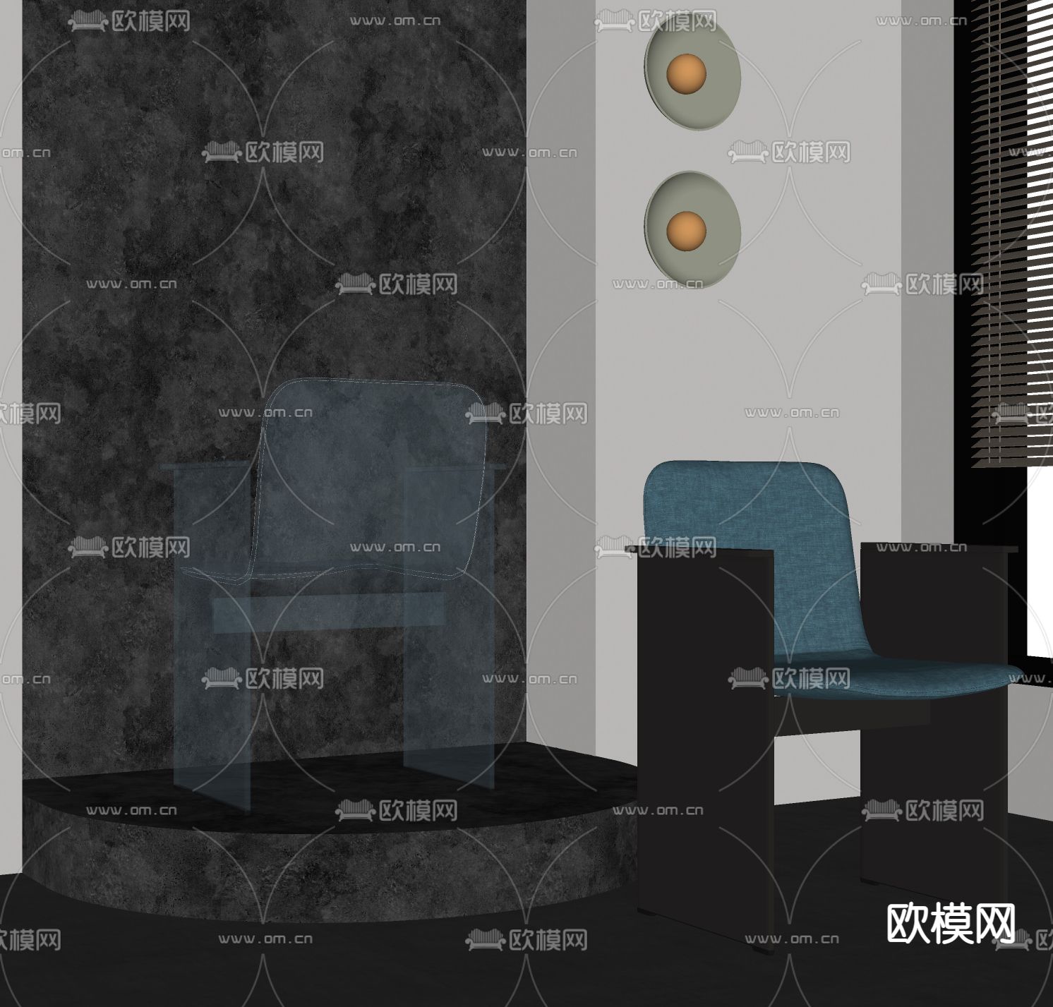 现代餐椅su模型