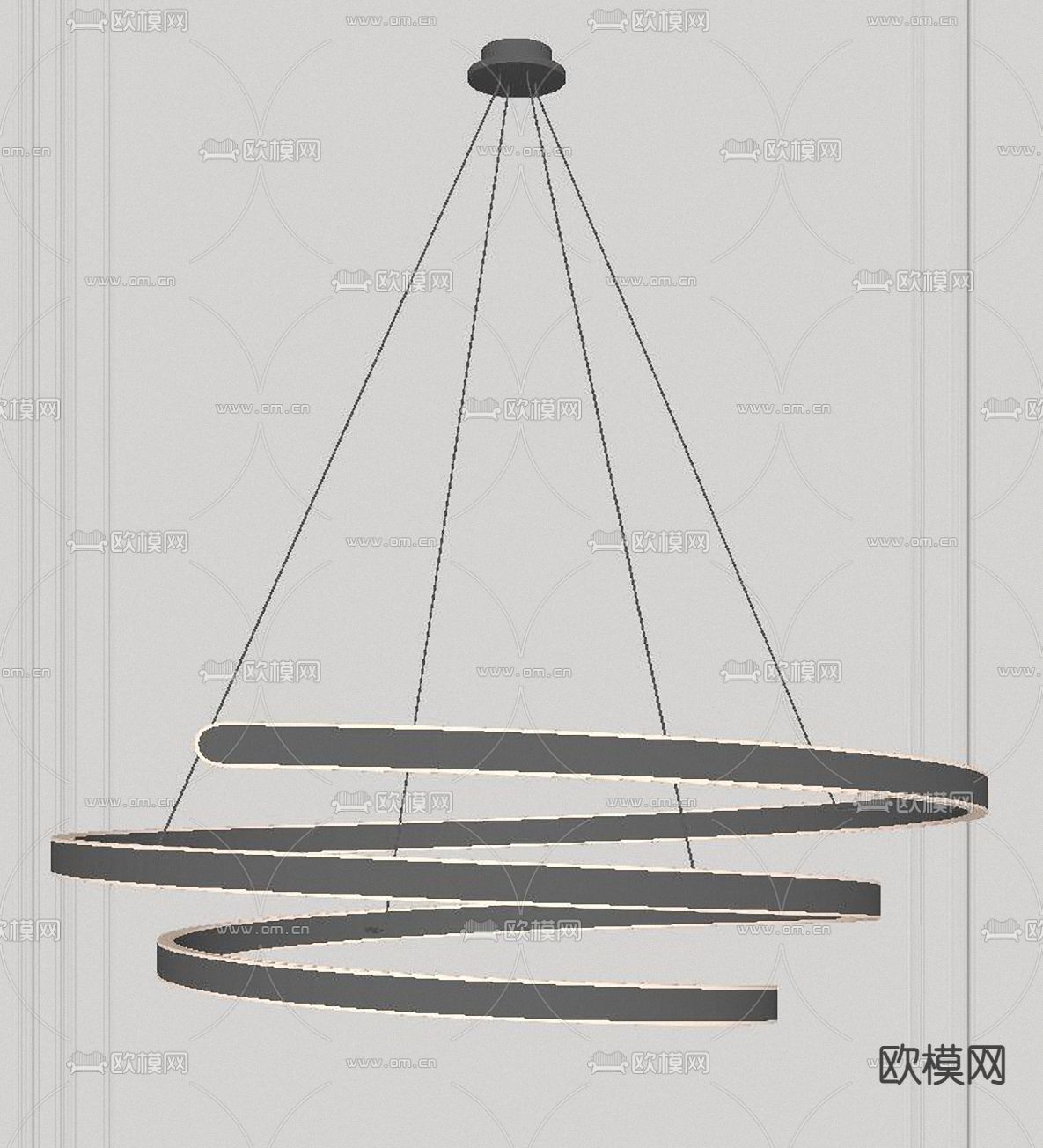 现代环形吊灯su模型下载（渲染图2）