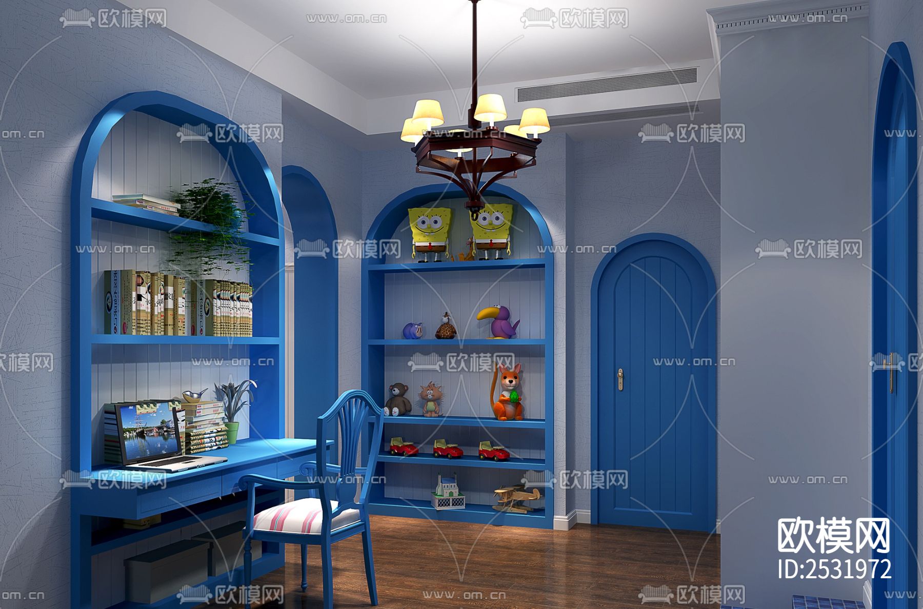 大平层豪宅样板间cad施工图下载（渲染图2）