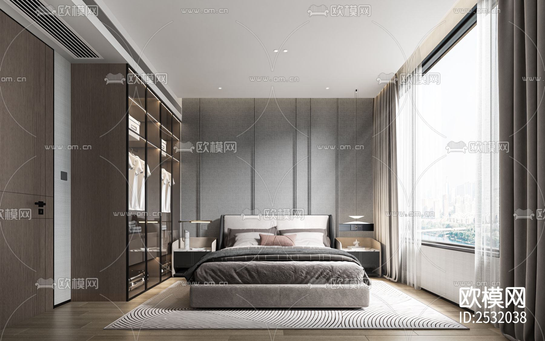 现代大平层豪宅样板间cad施工图下载（渲染图5）