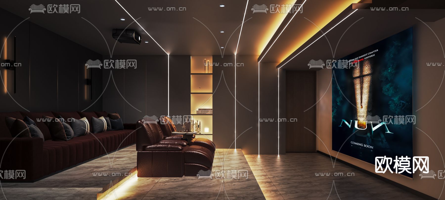 现代影音室 私人影院su模型下载