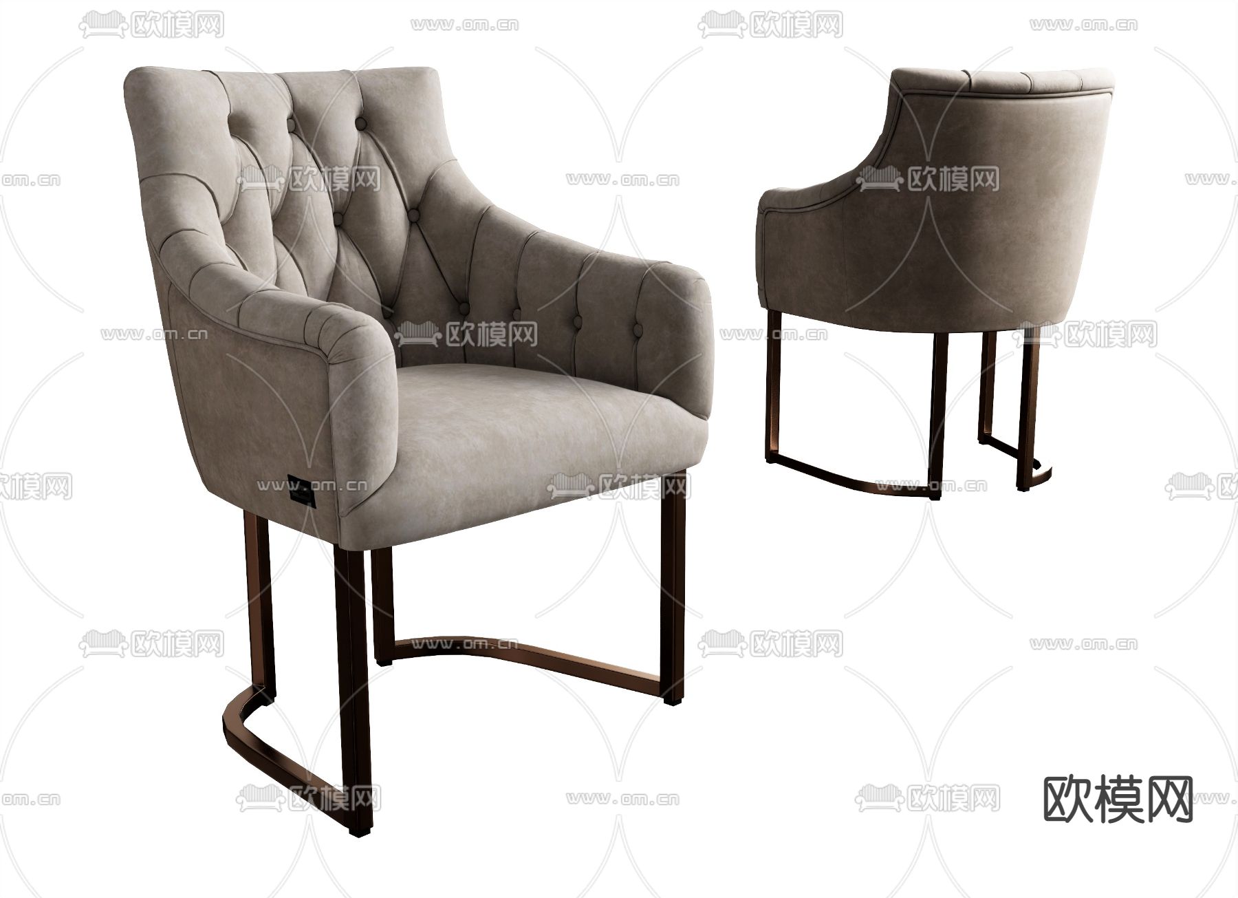 简欧休闲椅su模型下载（渲染图1）