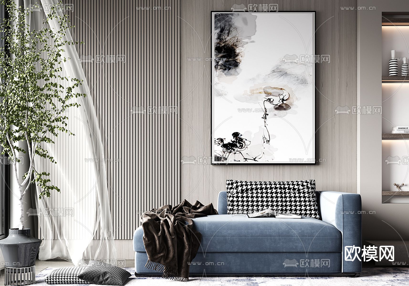 贵妃椅 躺椅su模型下载（渲染图1）