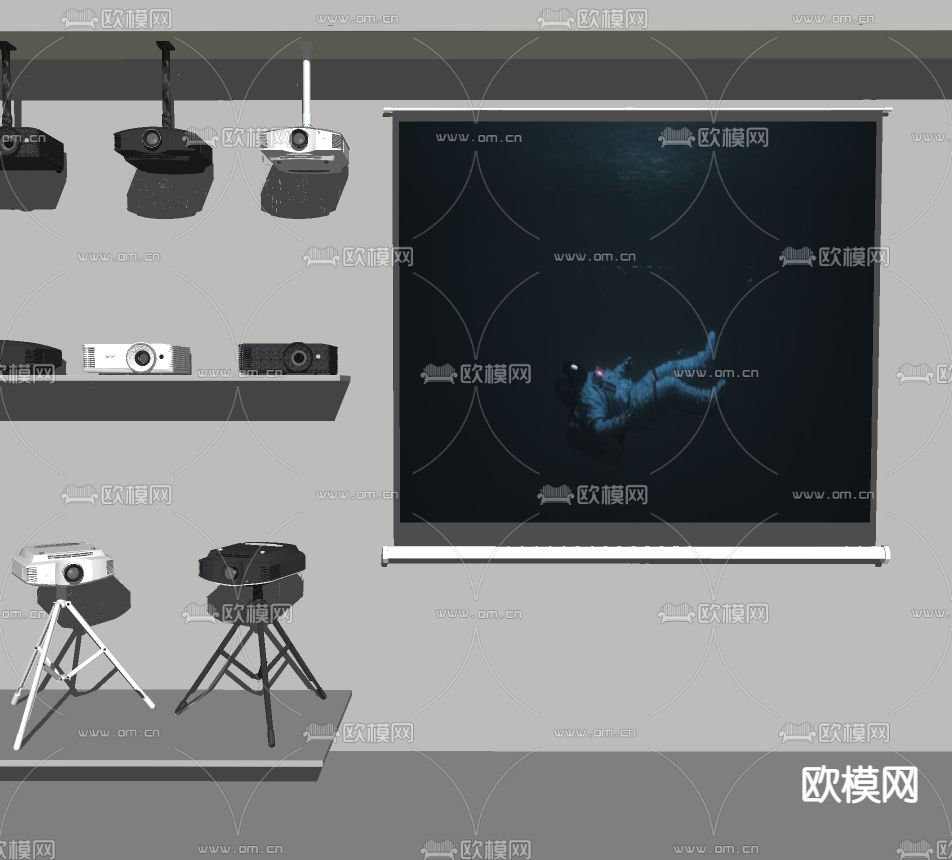 投影幕布 监控su模型下载（渲染图2）