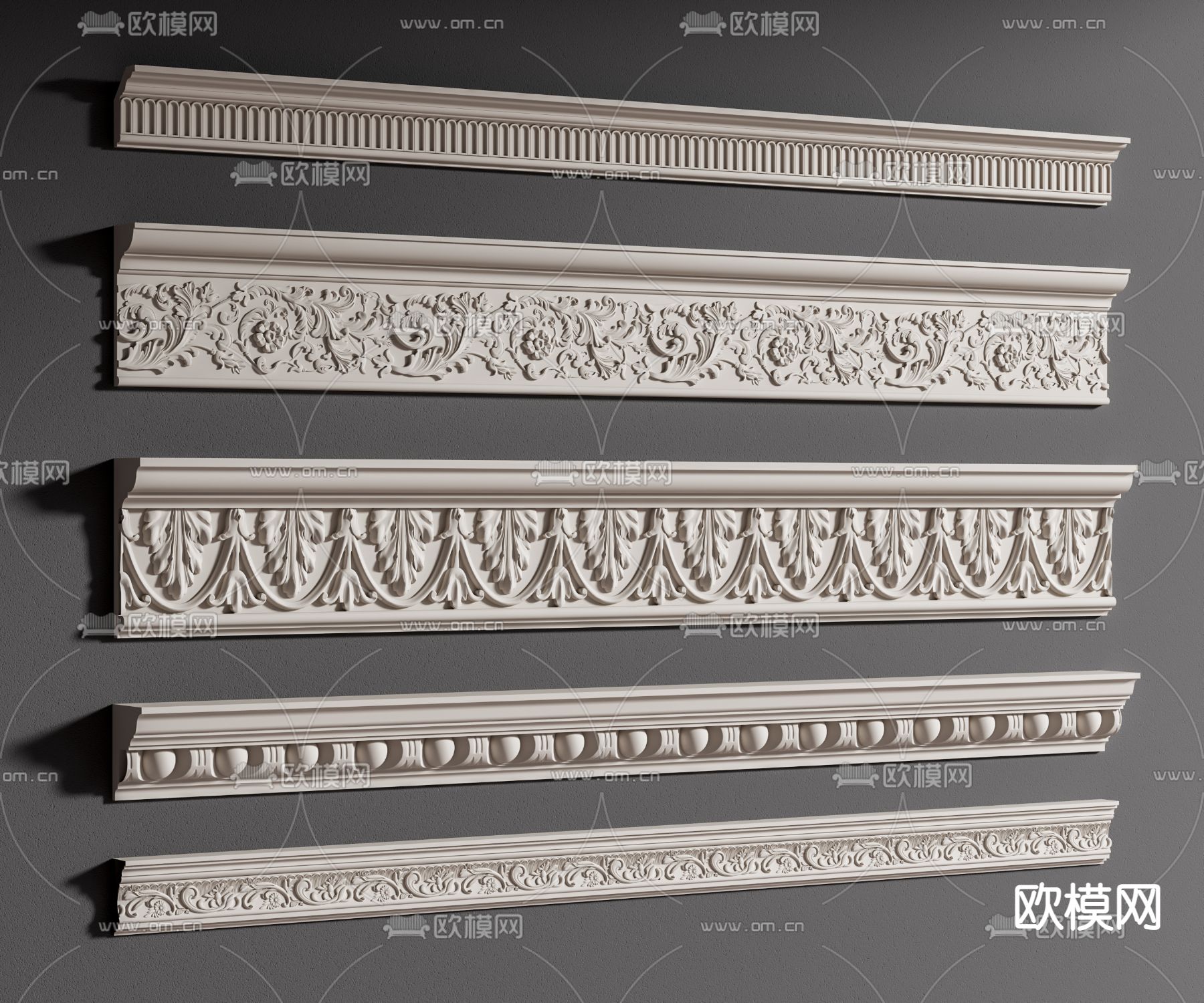 欧式石膏线 雕花3d模型