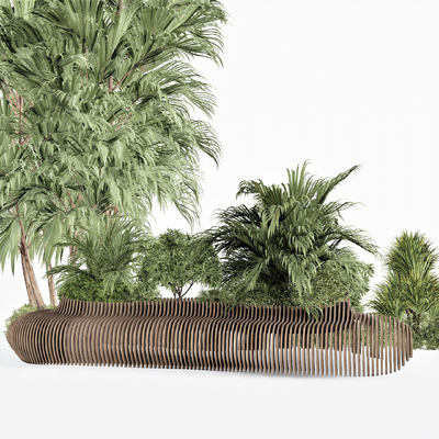  公共树池 户外长凳su模型 