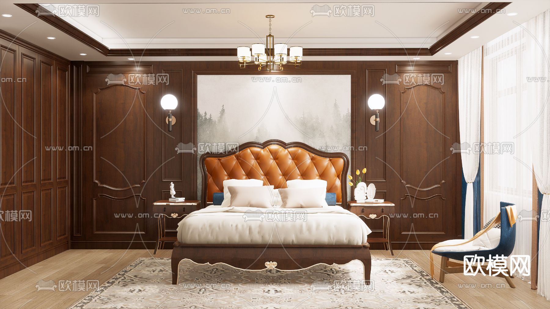 欧式卧室su模型下载（渲染图1）