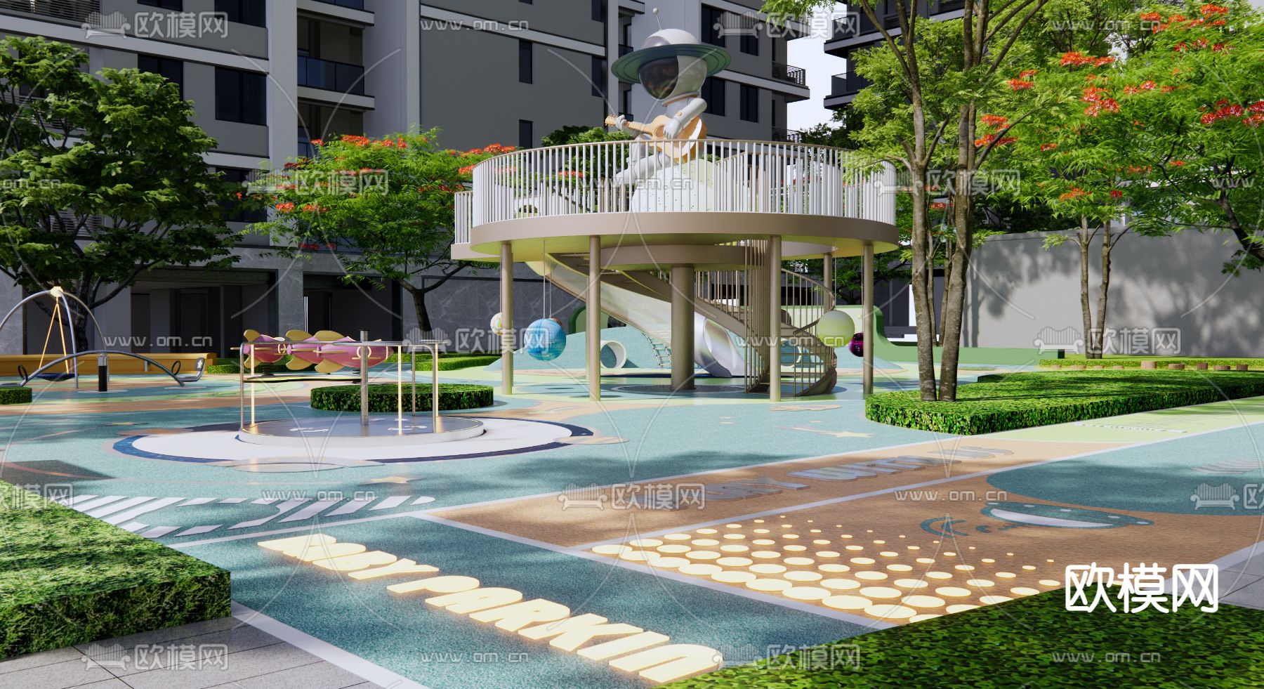 现代儿童游乐区3d模型下载（渲染图3）