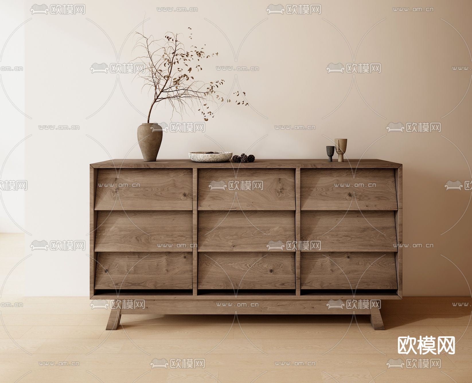 侘寂风斗柜 边柜3d模型下载