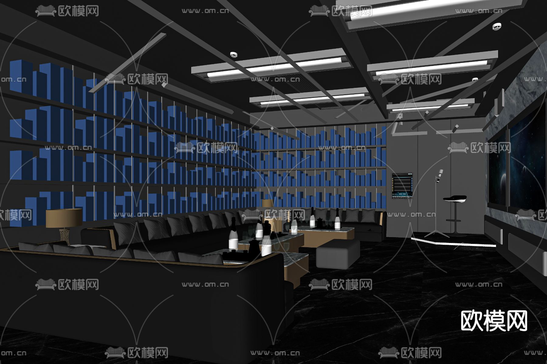 现代KTV包厢su模型下载（渲染图2）