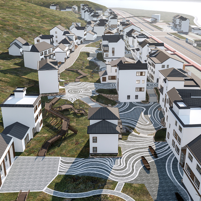  现代乡村规划 美丽乡村su模型 