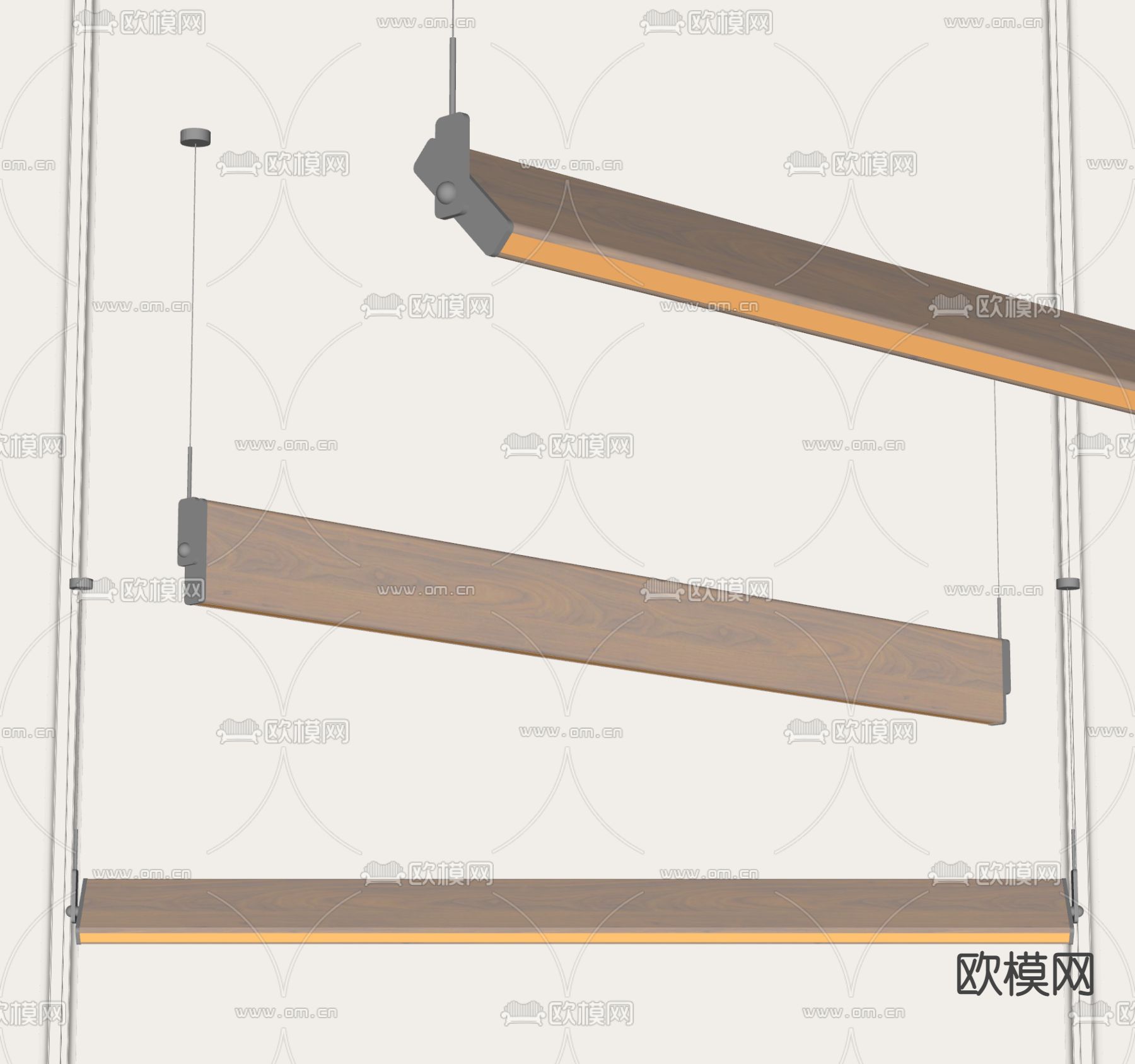 长吊灯 办公吊灯su模型下载（渲染图2）