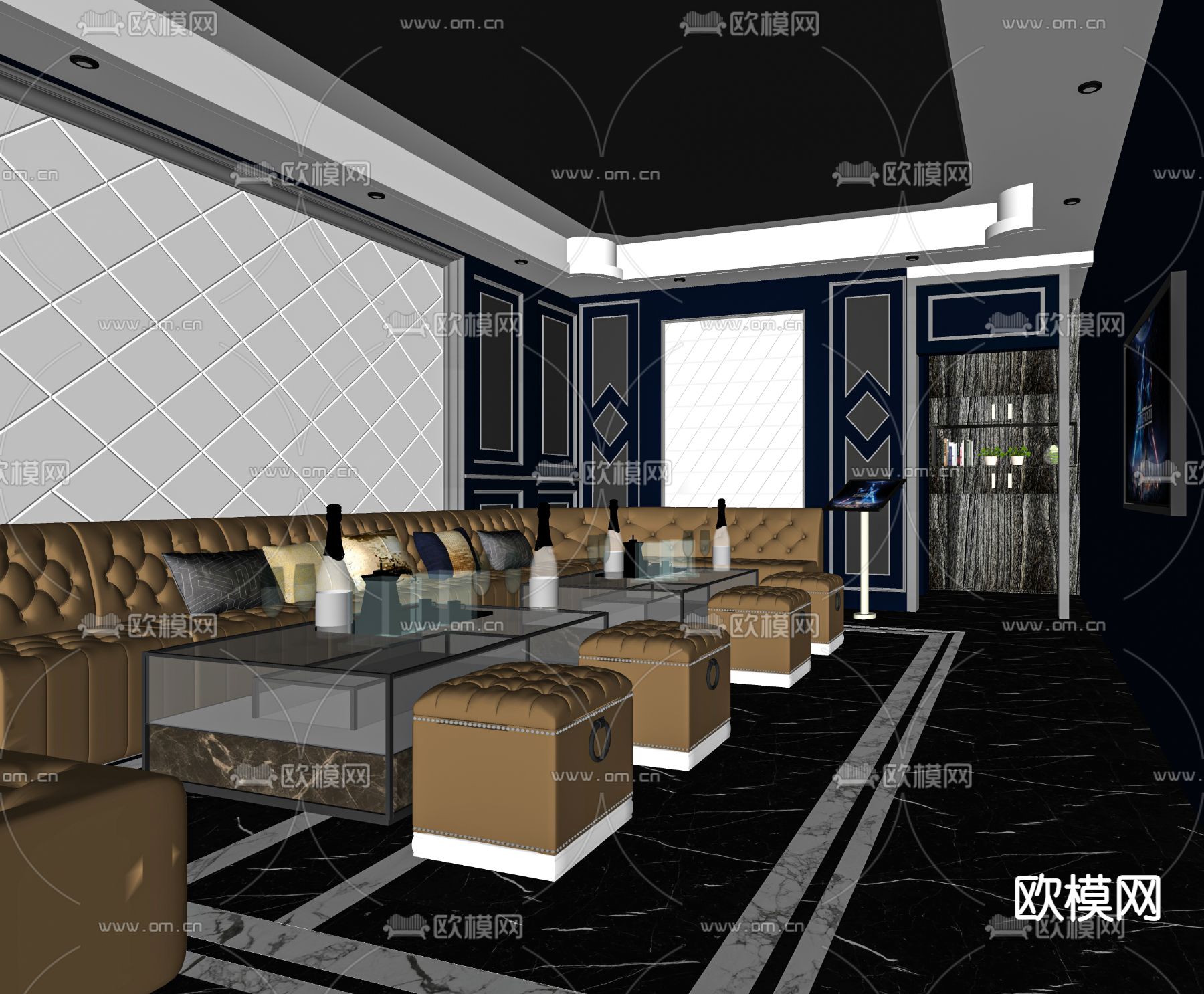 现代KTV包厢su模型下载（渲染图2）