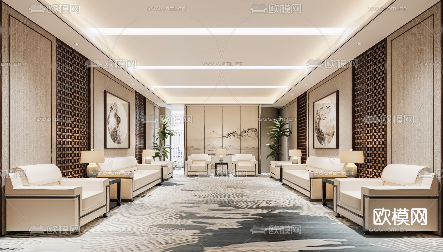 现代会客室 接待室3d模型下载
