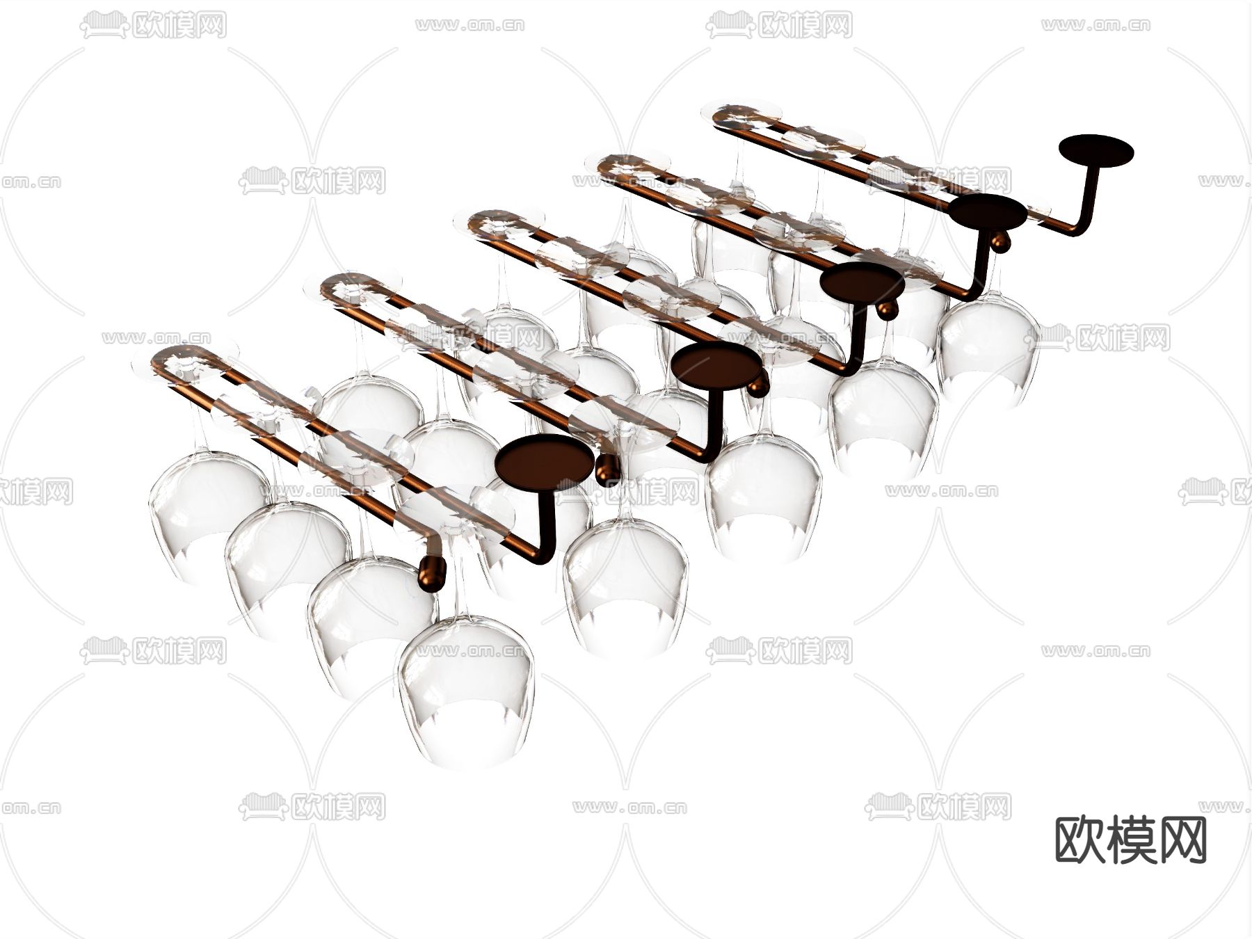 现代酒架 酒杯 酒杯吊架su模型下载（渲染图1）