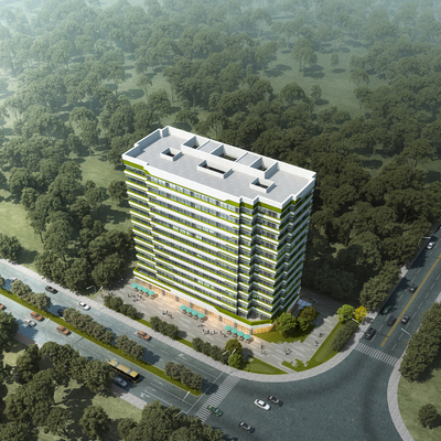  现代办公楼鸟瞰su模型 