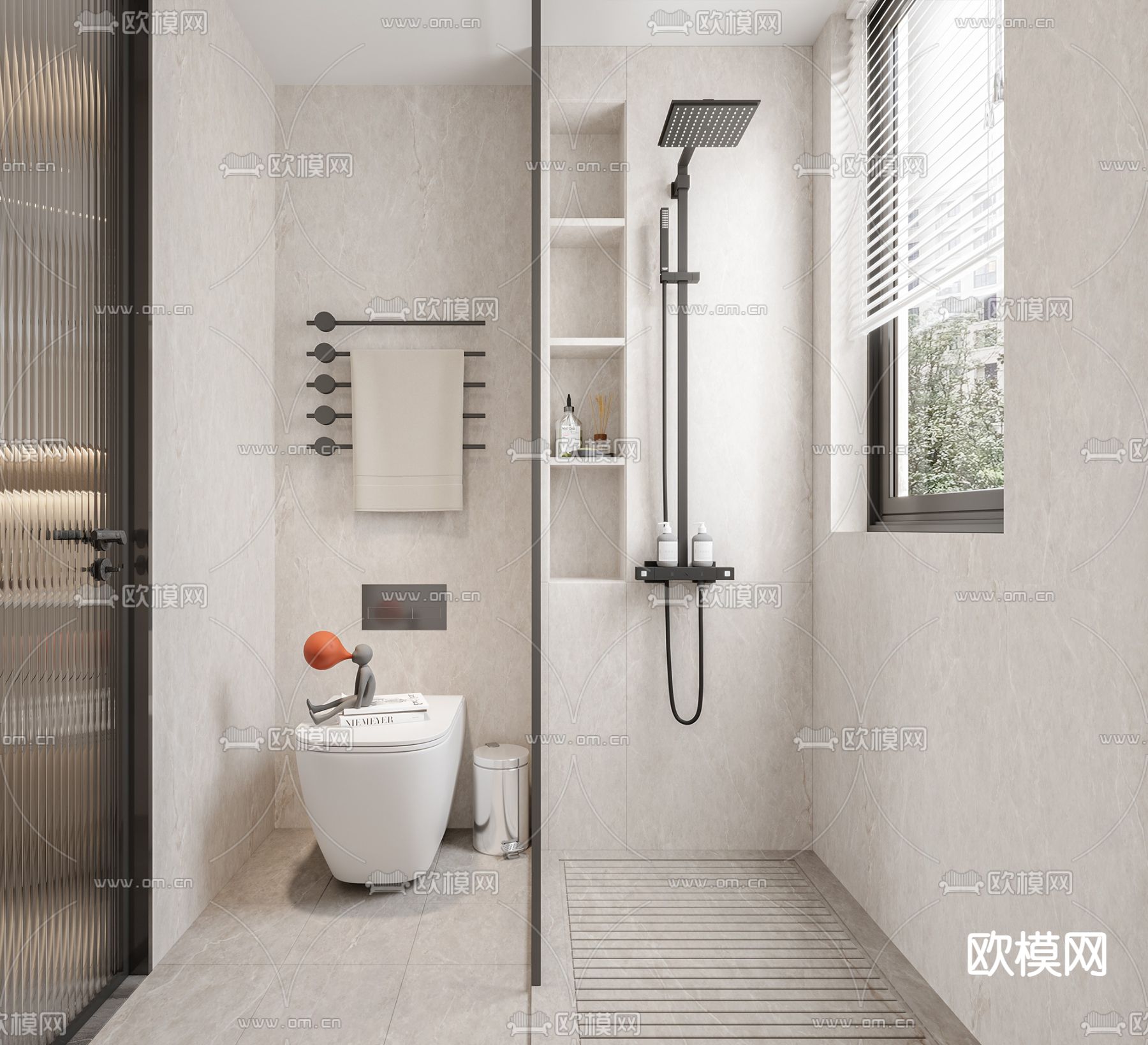 现代卫生间su模型下载（渲染图1）