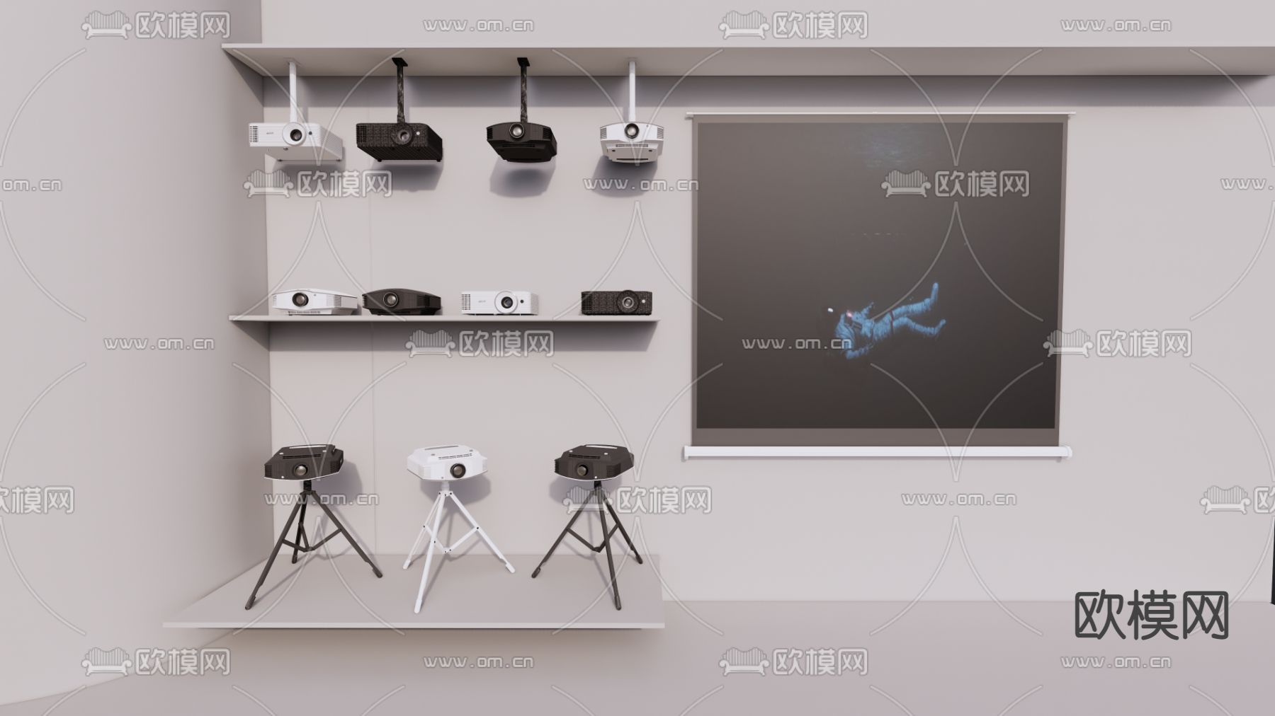投影幕布 监控su模型下载（渲染图1）