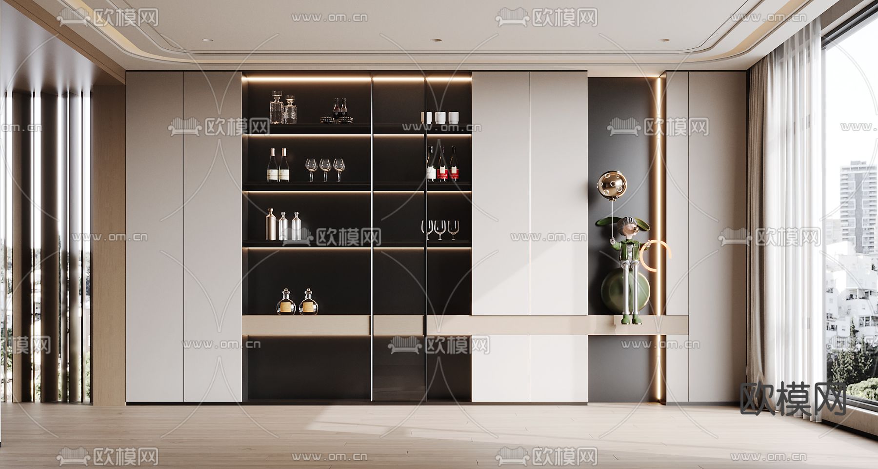 现代酒柜3d模型下载