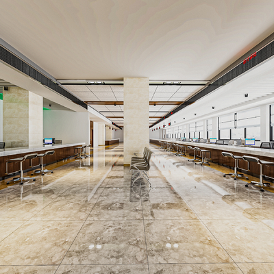  现代公共办事大厅 服务中心su模型 