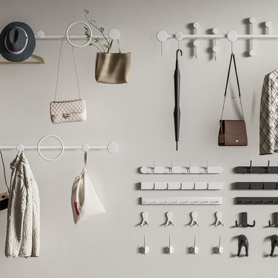 现代挂衣钩 衣帽架 衣服 帽子su模型