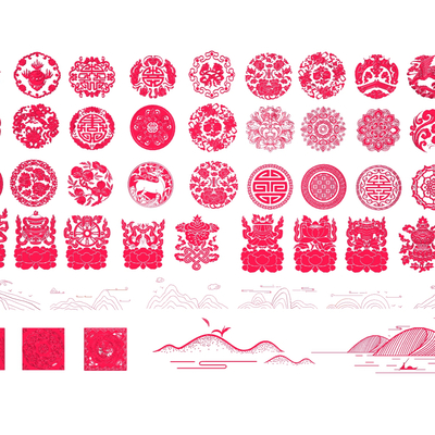  中式镂空雕花纹样su模型 