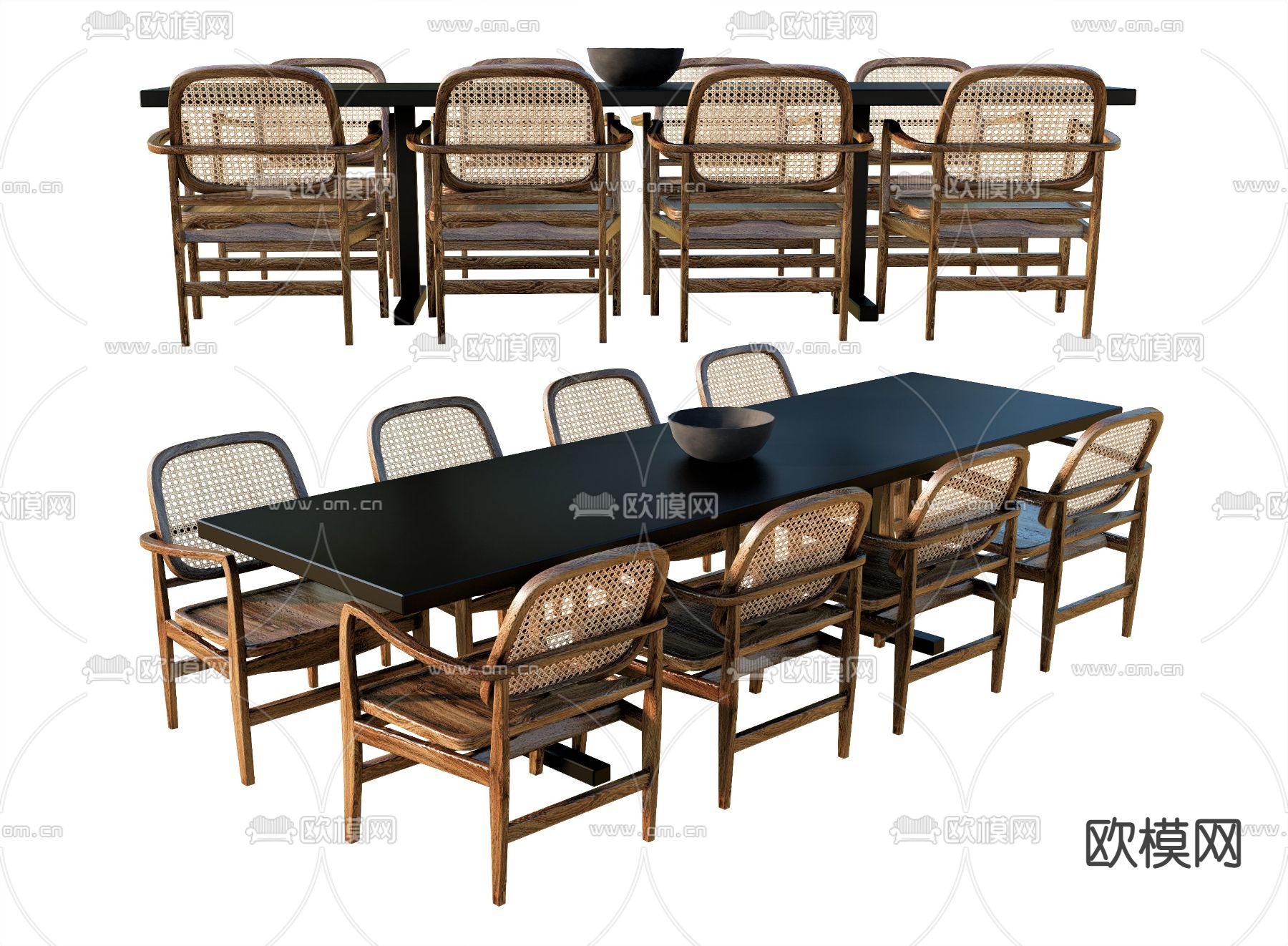 东南亚餐桌椅su模型下载（渲染图1）