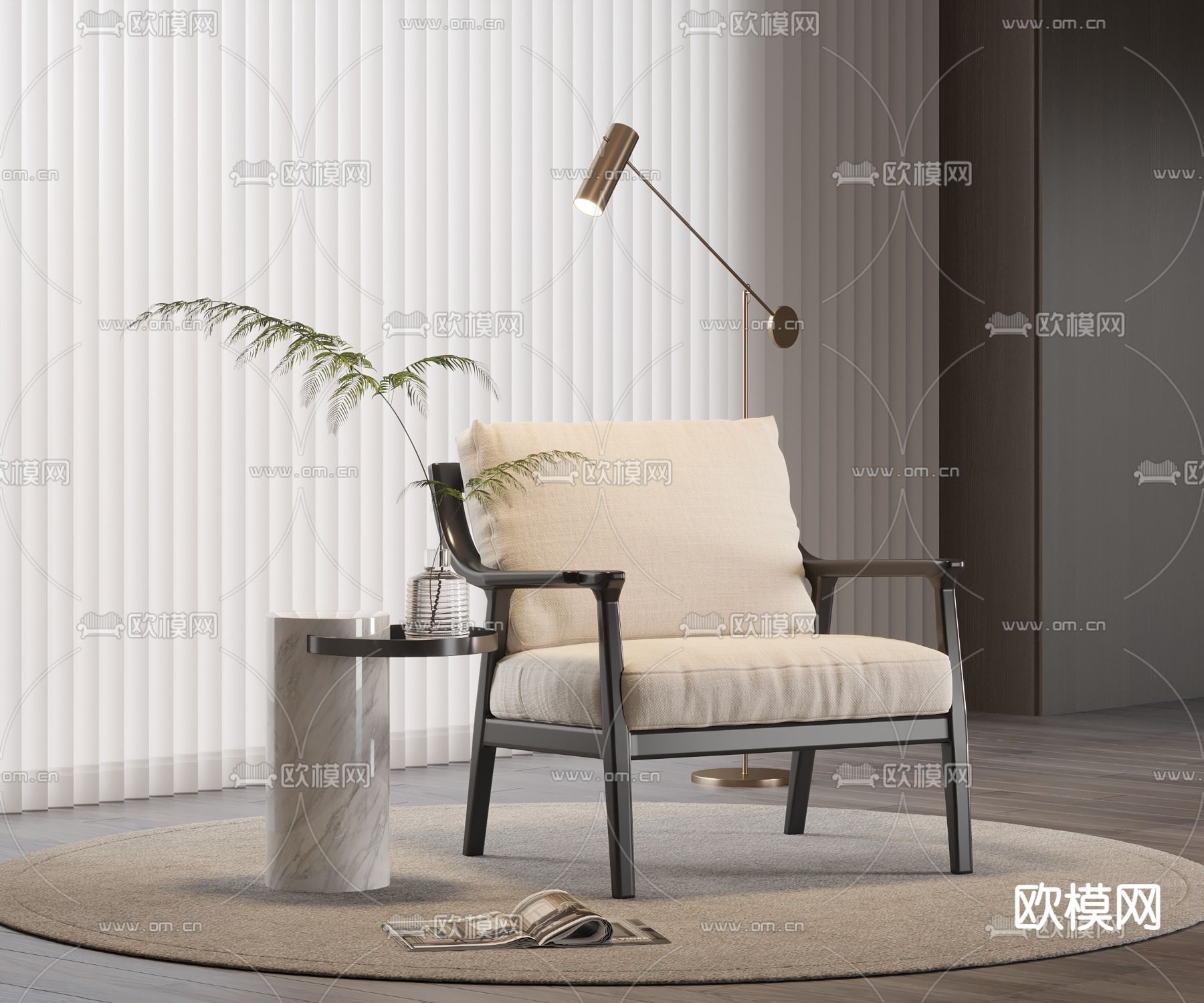 现代休闲椅子su模型下载（渲染图1）