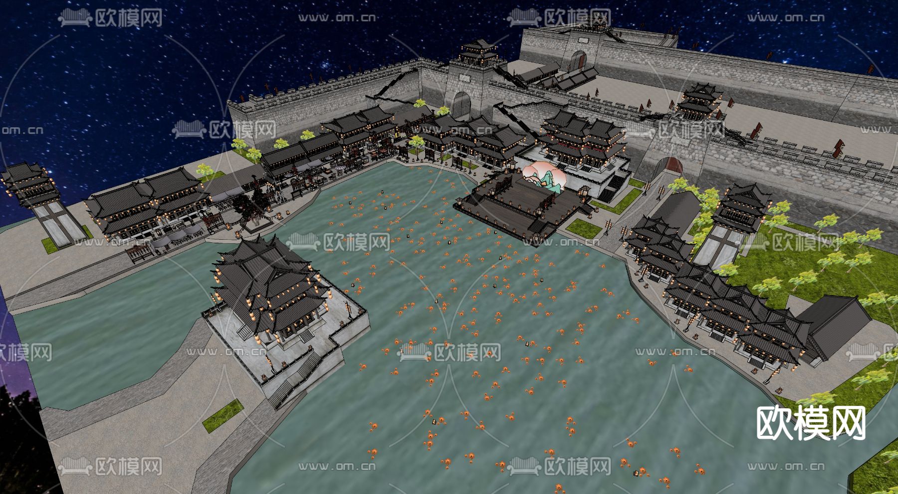 中式古城su模型下载（渲染图4）